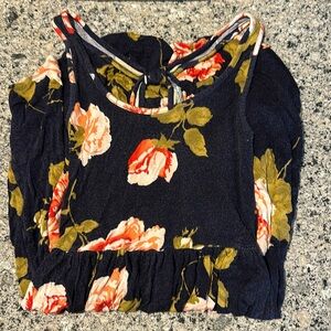 Navy, floral summer dress.